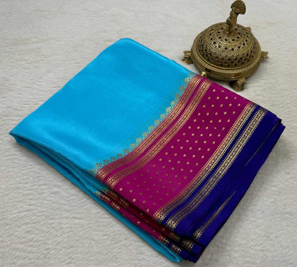 Pure Mysore Handloom Silk Saree with 3D Butta Bentex Border.