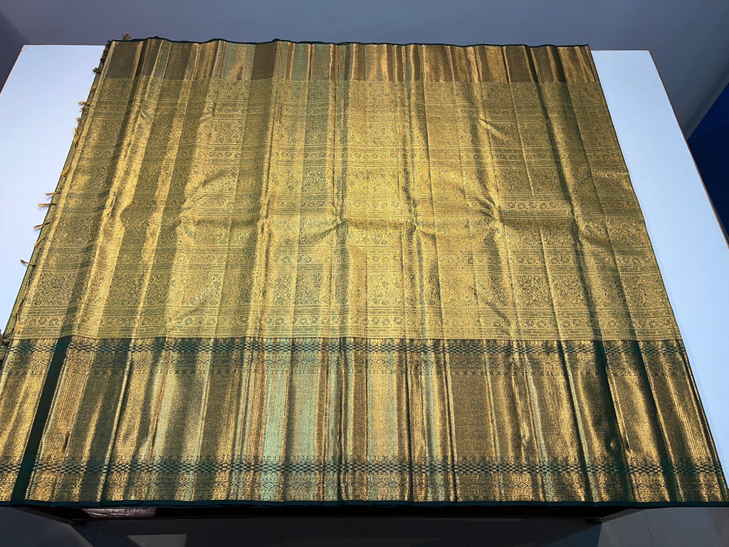 Pure Kanchipuram Handloom Tissue Silk Saree with Gold Zari.