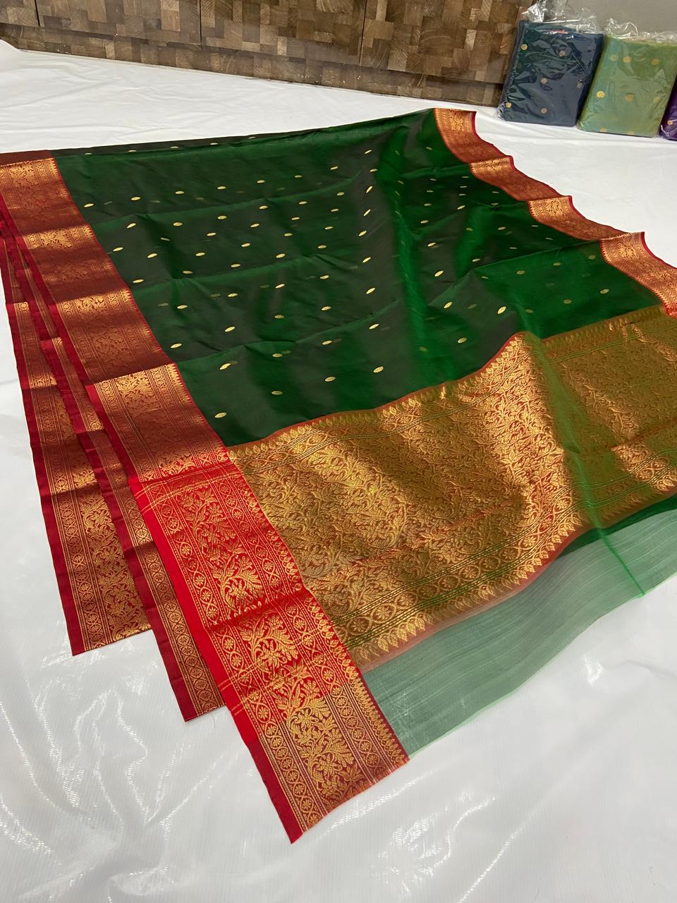 Pure Chanderi Kataan Handloom Silk Saree