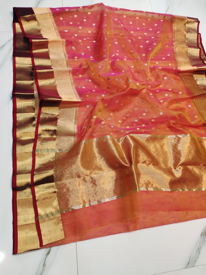 Pure Chanderi Handloom Kataan Silk Saree.