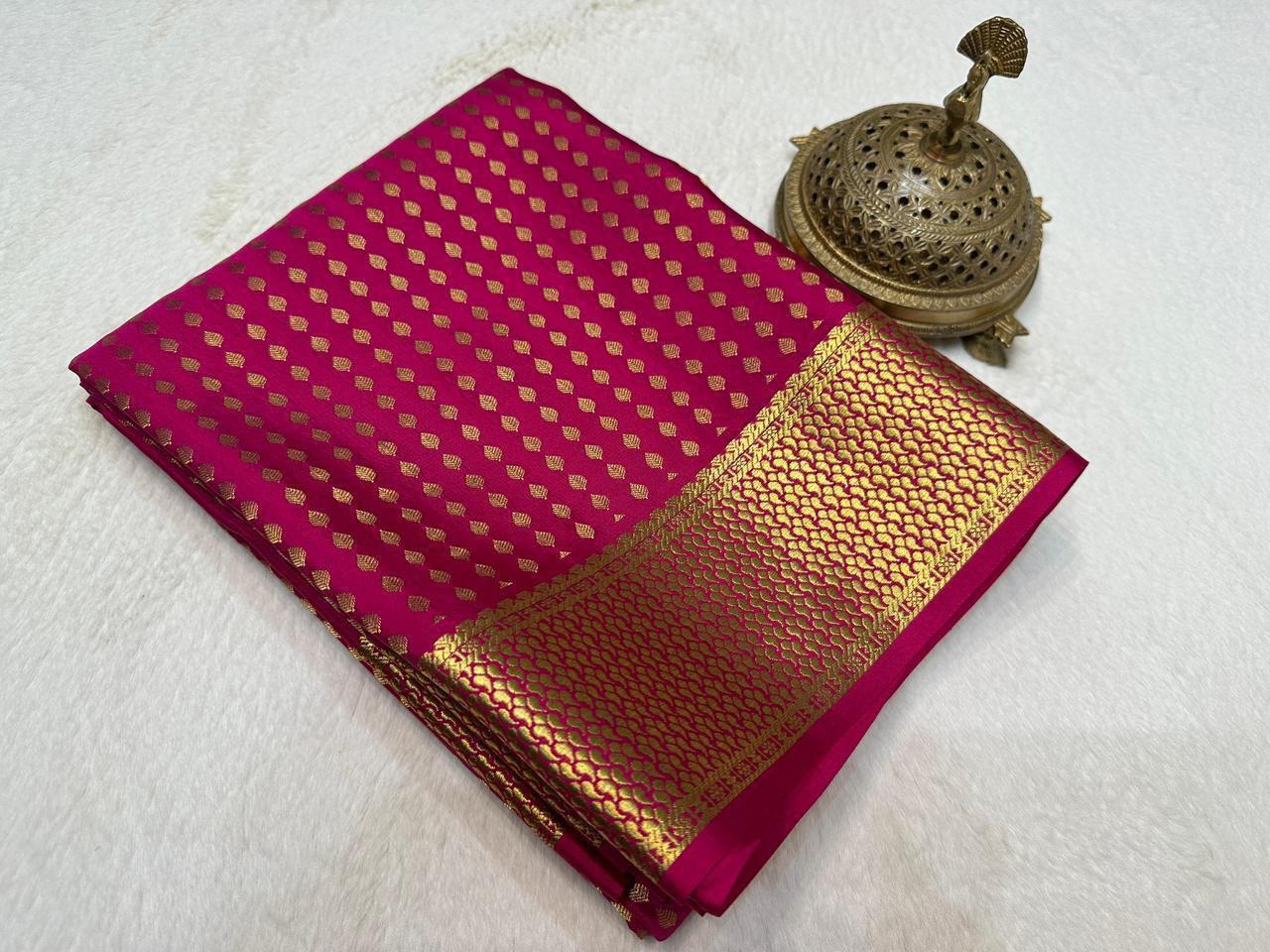 Pure Mysore Silk Saree with Rich Butta Pattern.