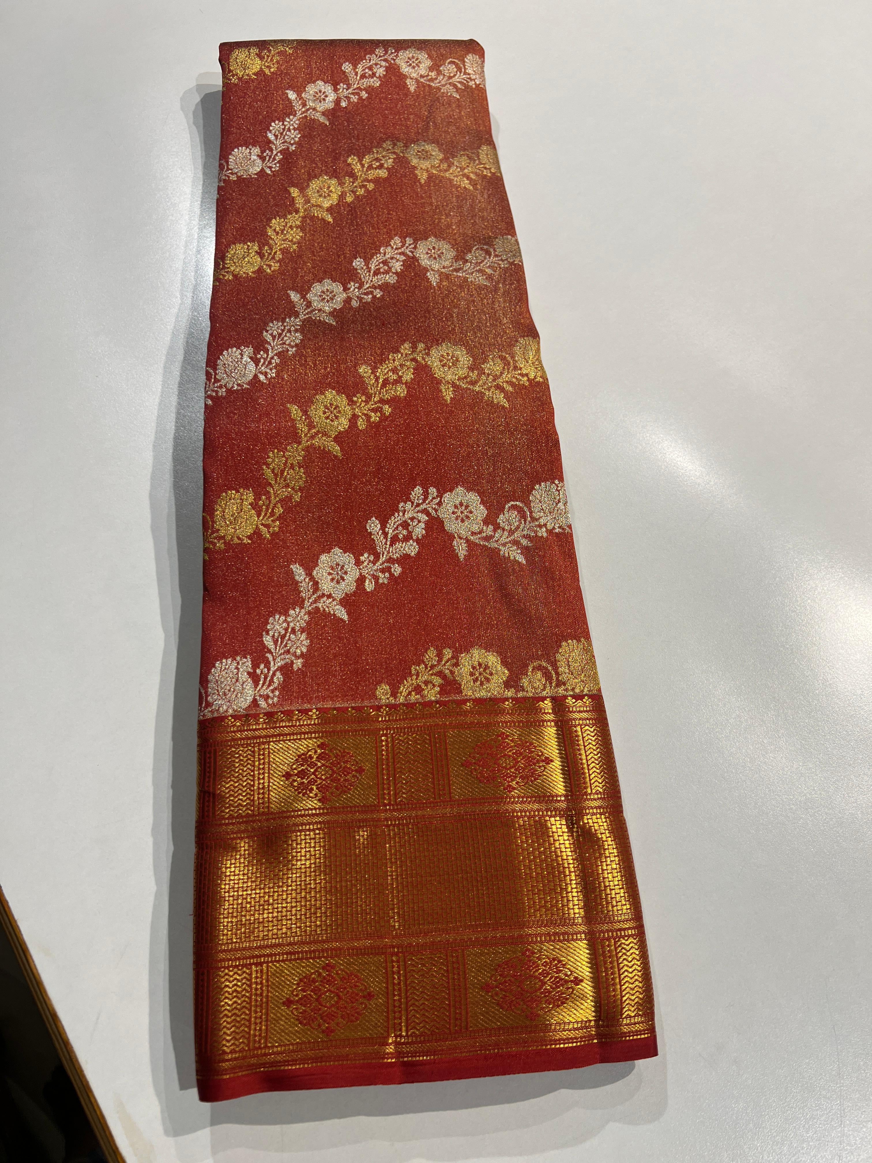 Pure Kanchipuram Handloom Tissue Silk Saree.