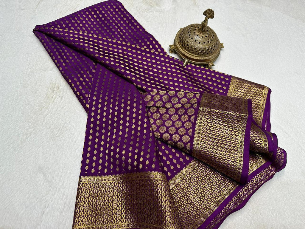 Pure Mysore Silk Saree with Rich Butta Pattern.