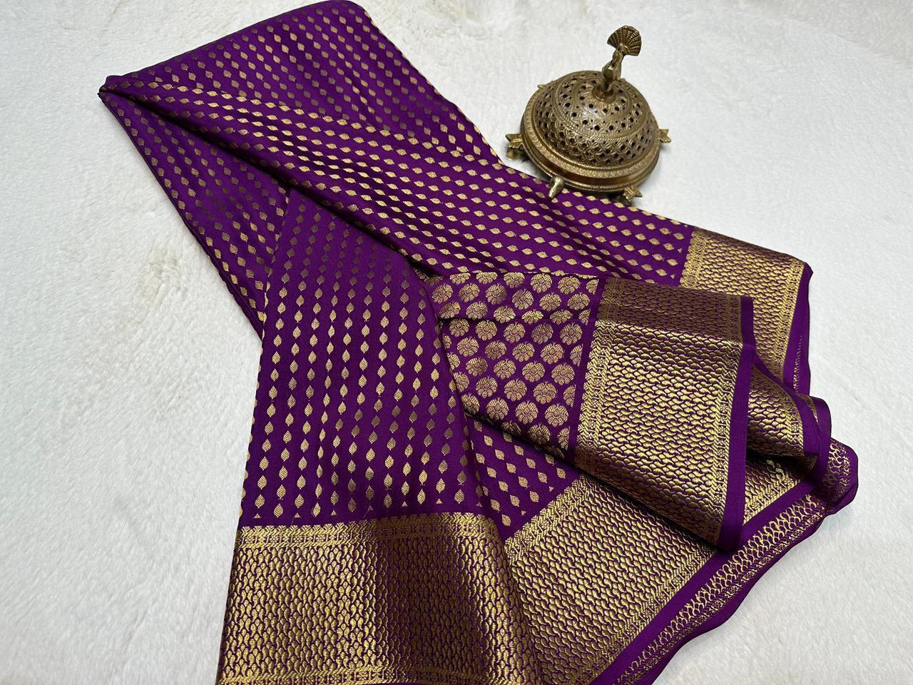 Pure Mysore Silk Saree with Rich Butta Pattern.
