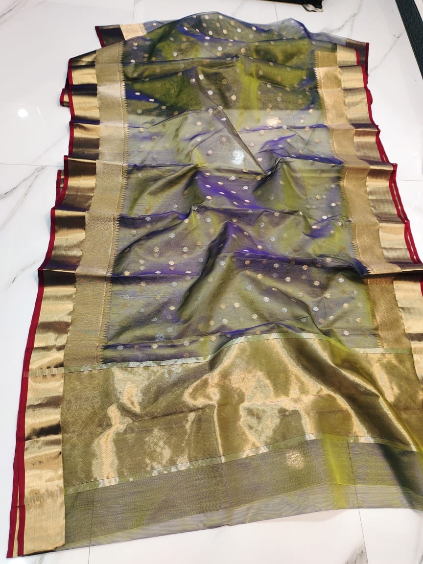 Pure Chanderi Handloom Kataan Silk Saree.