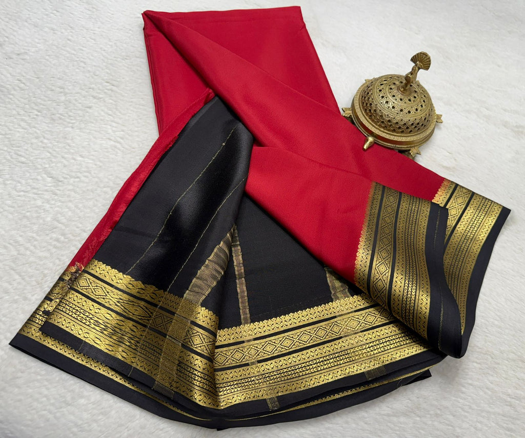 Pure Mysore Handloom Silk Saree with Traditional Border.