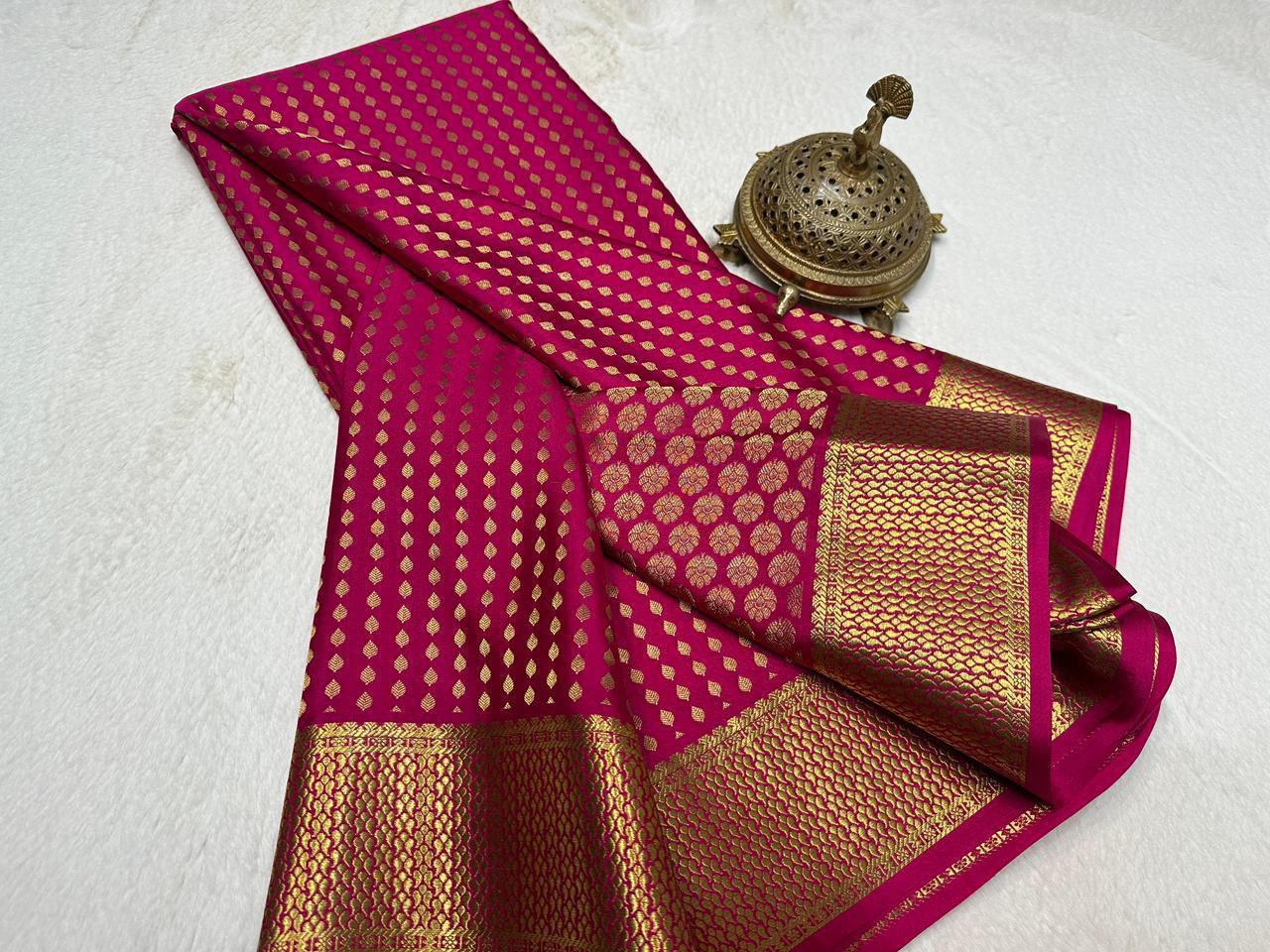 Pure Mysore Silk Saree with Rich Butta Pattern.