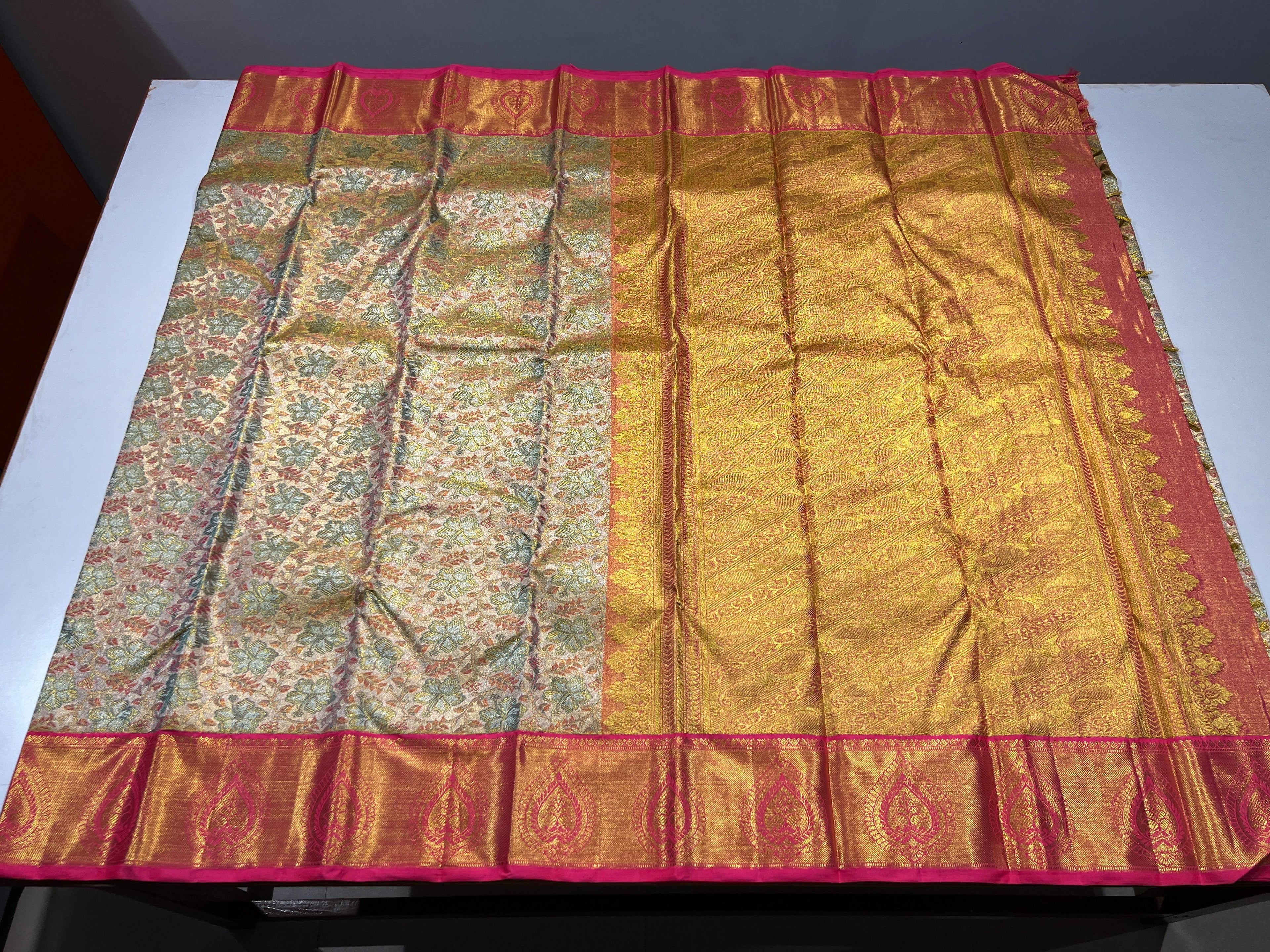 Pure Kanchipuram Handloom Korvai Silk Saree