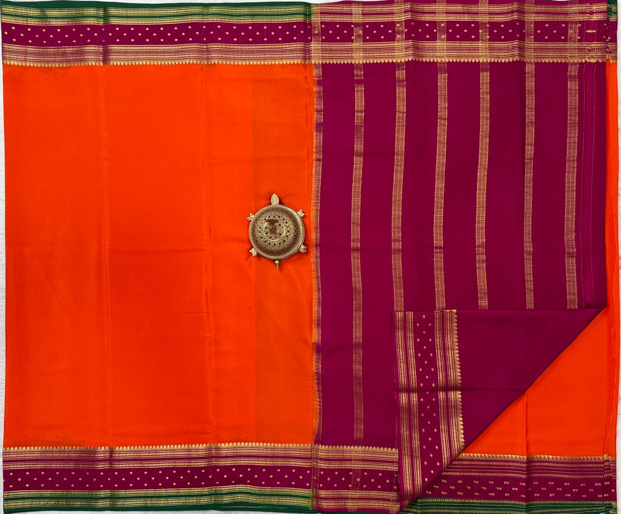 Pure Mysore Handloom Silk Saree with 3D Butta Bentex Border.