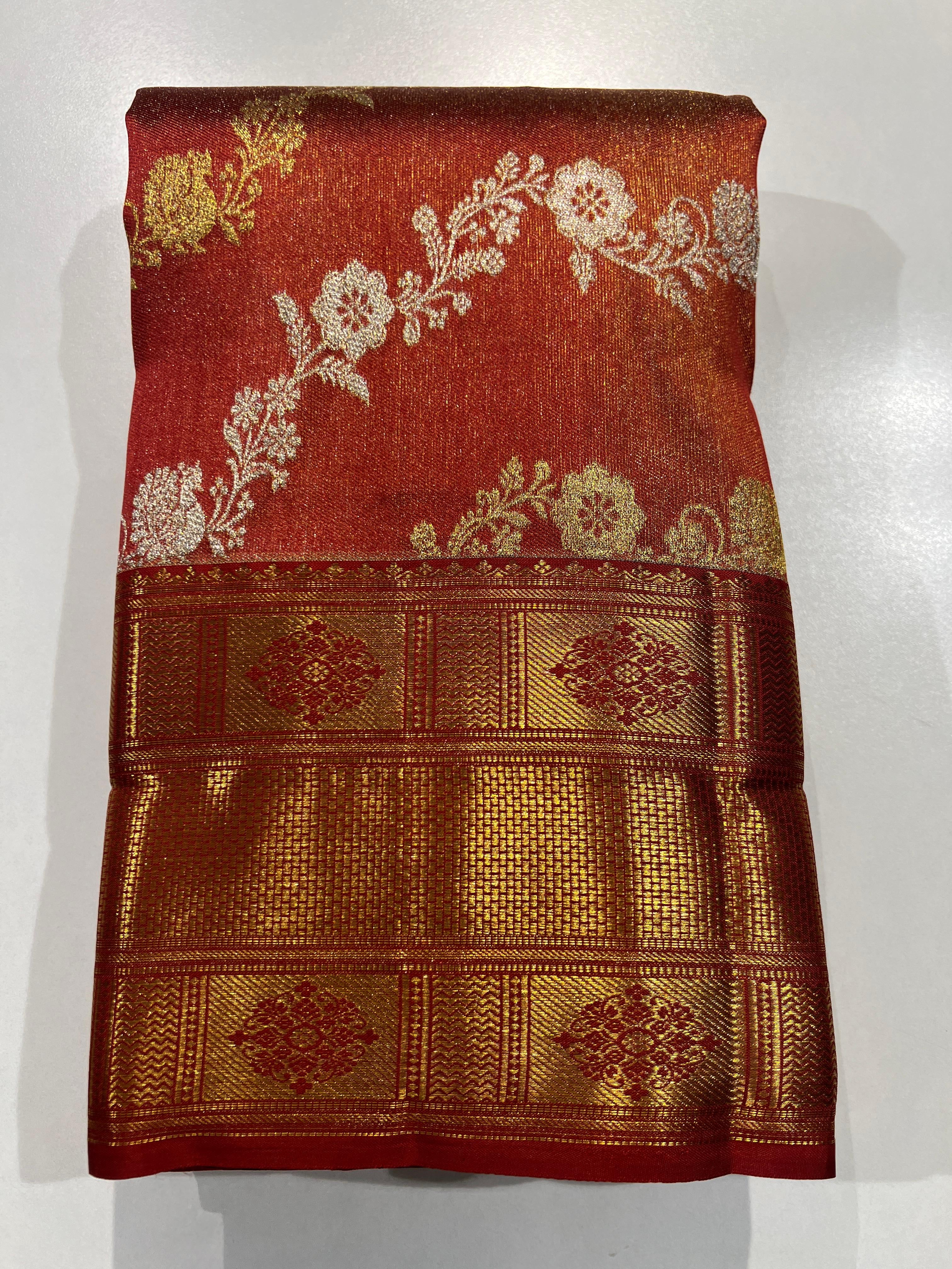 Pure Kanchipuram Handloom Tissue Silk Saree.