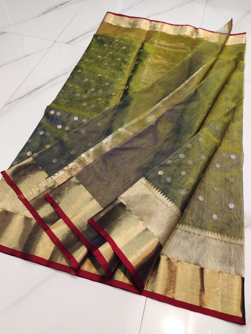 Pure Chanderi Handloom Kataan Silk Saree.