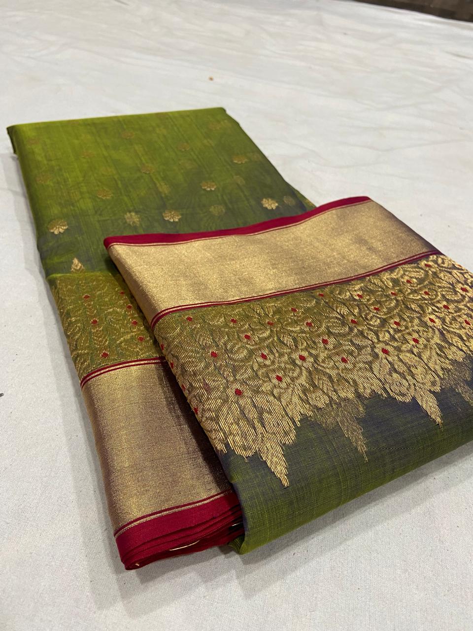 Pure Chanderi Kataan Handloom Silk Saree
