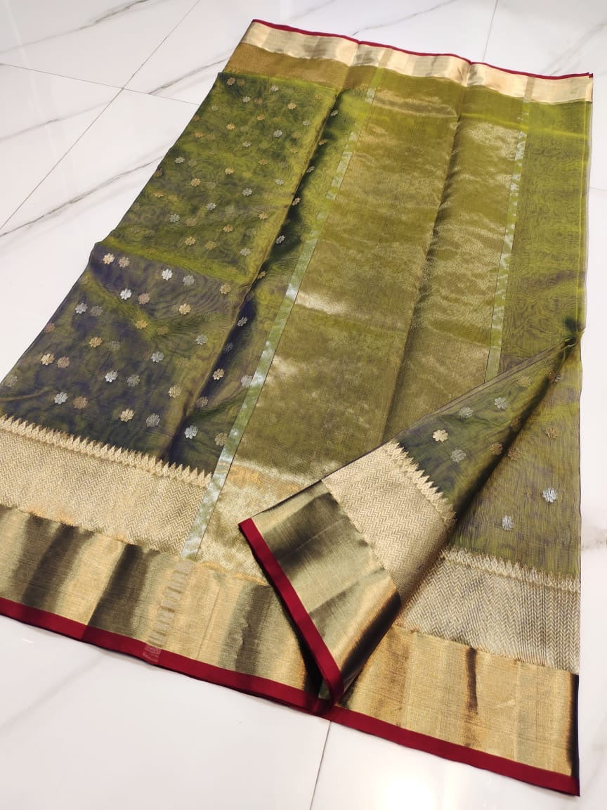 Pure Chanderi Handloom Kataan Silk Saree.
