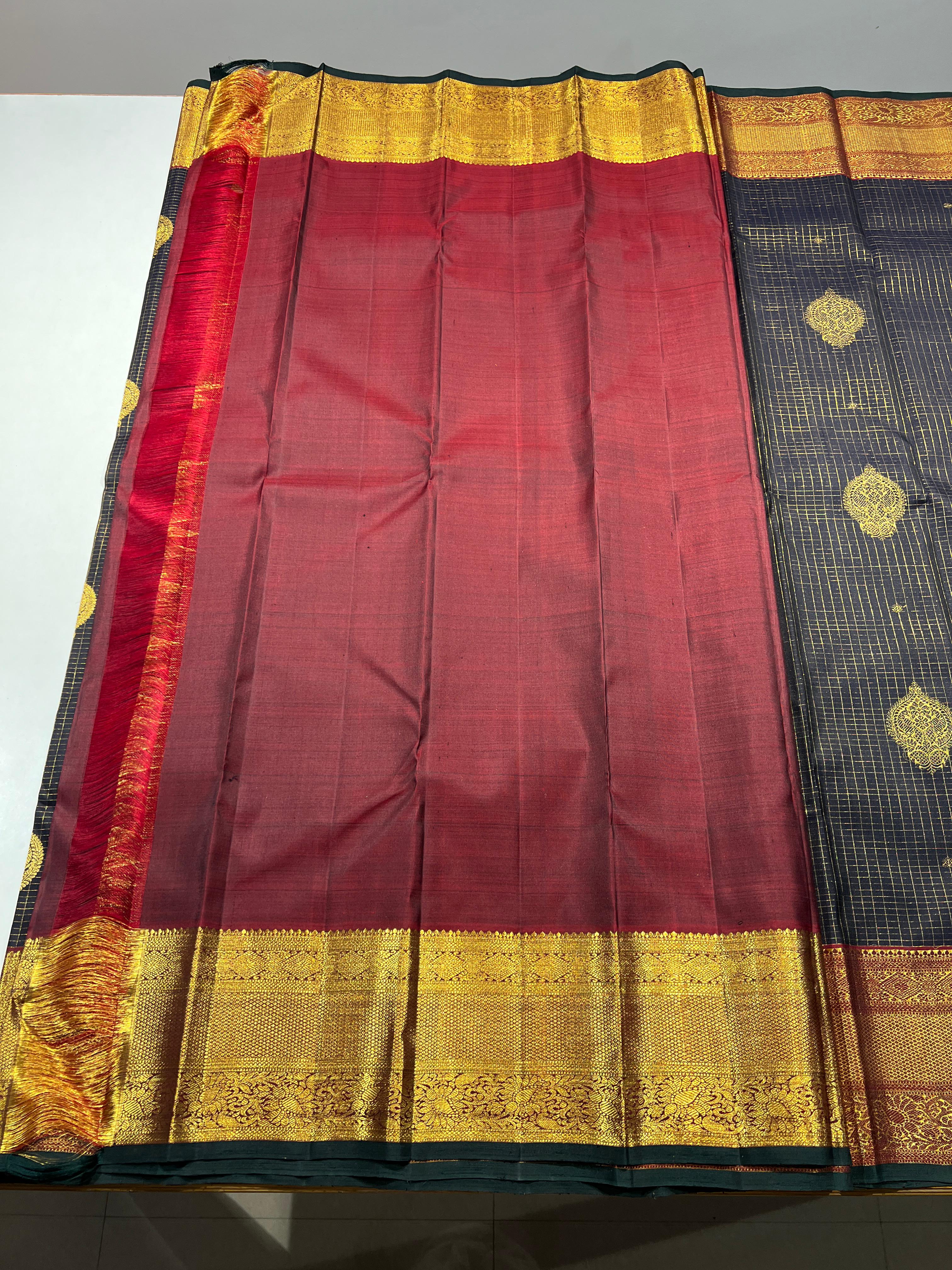Kanchipuram Handloom Vaira Oosi Silk Saree