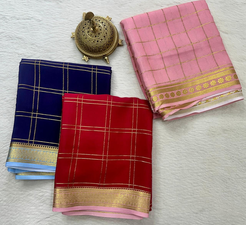 Pure Mysore Silk Handloom Saree with Kalamkari Print Pallu.