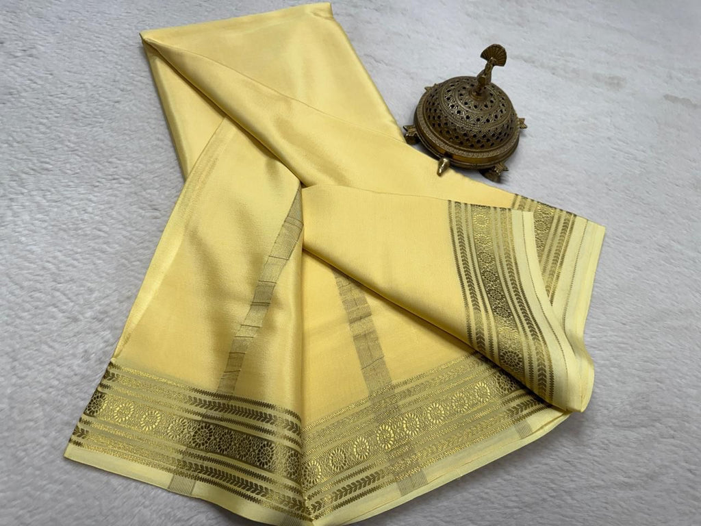 Pure Mysore Handloom Silk Saree with Traditional Border.