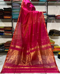 Traditional Pure Maheshwari Handwoven Zari Butti Saree.