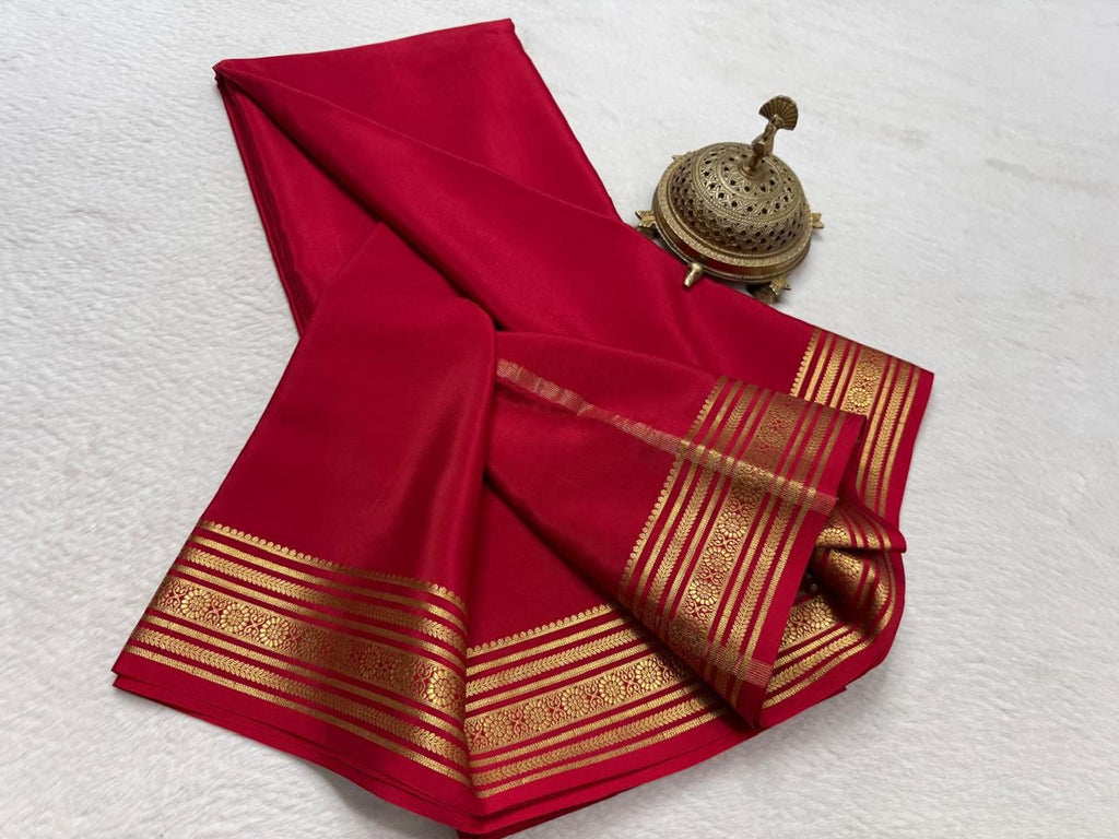 Pure Mysore Handloom Silk Saree with Traditional Border.