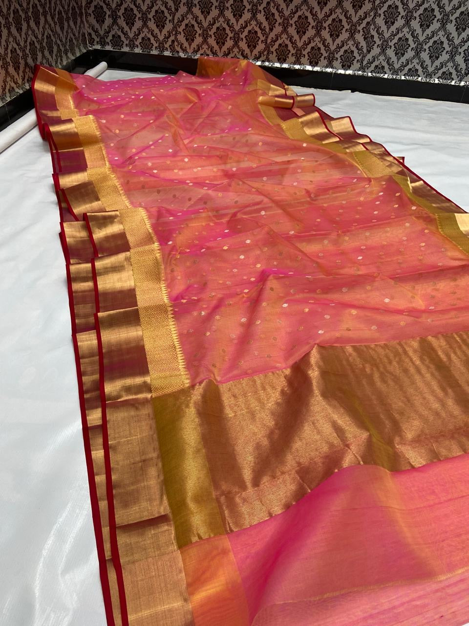 Pure Chanderi Kataan Handloom Silk Saree
