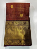 Kanchipuram Handloom Vaira Oosi Silk Saree with Gold Zari