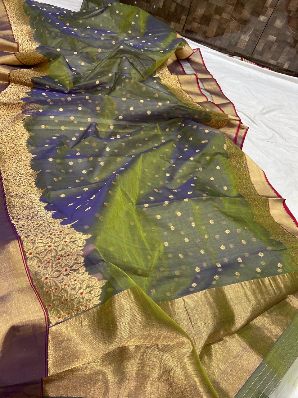 Pure Chanderi Kataan Handloom Silk Saree