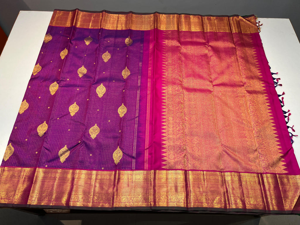 Pure Kanchipuram Handloom Vaira Oosi Silk Saree.