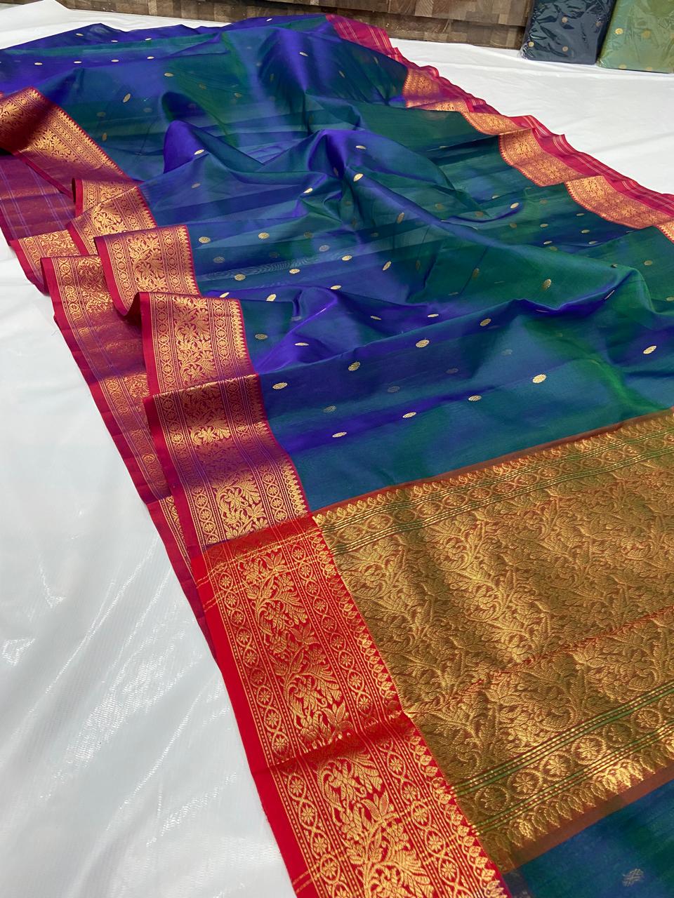 Pure Chanderi Kataan Handloom Silk Saree
