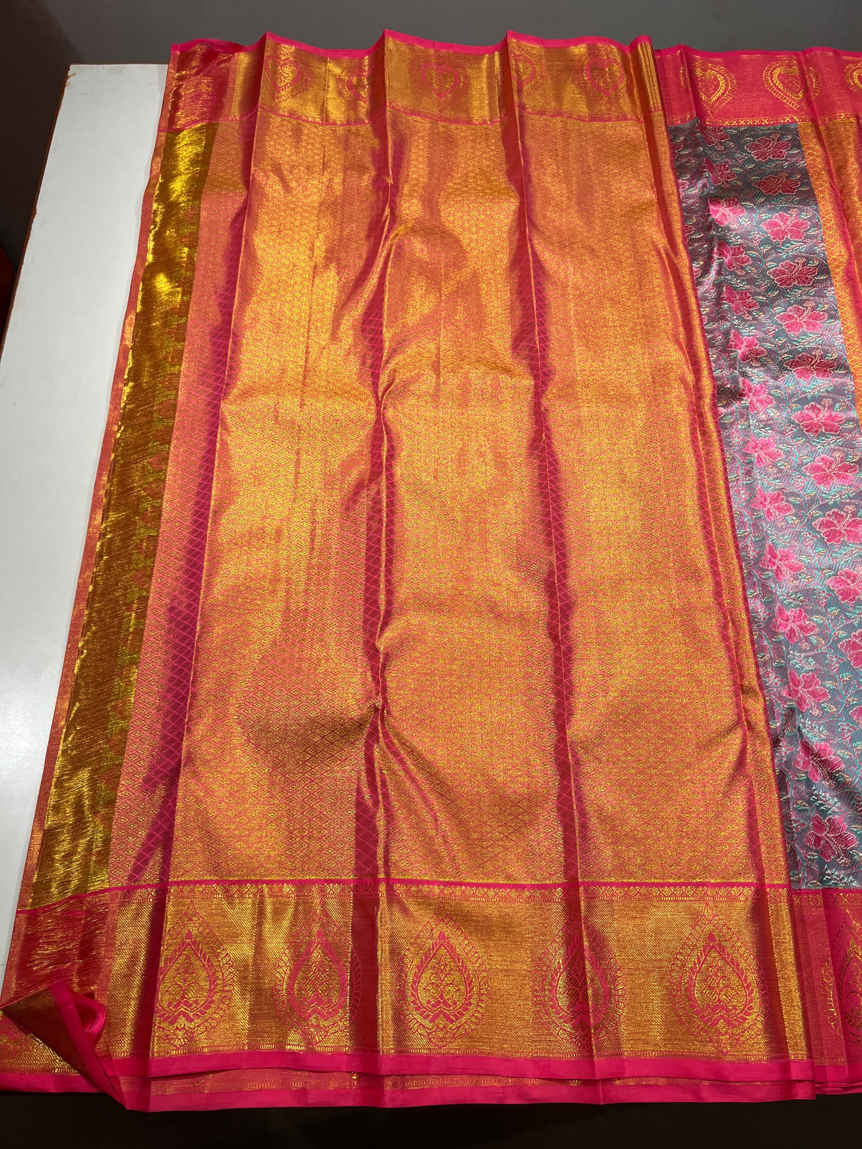 Pure Kanchipuram Handloom Korvai Silk Saree