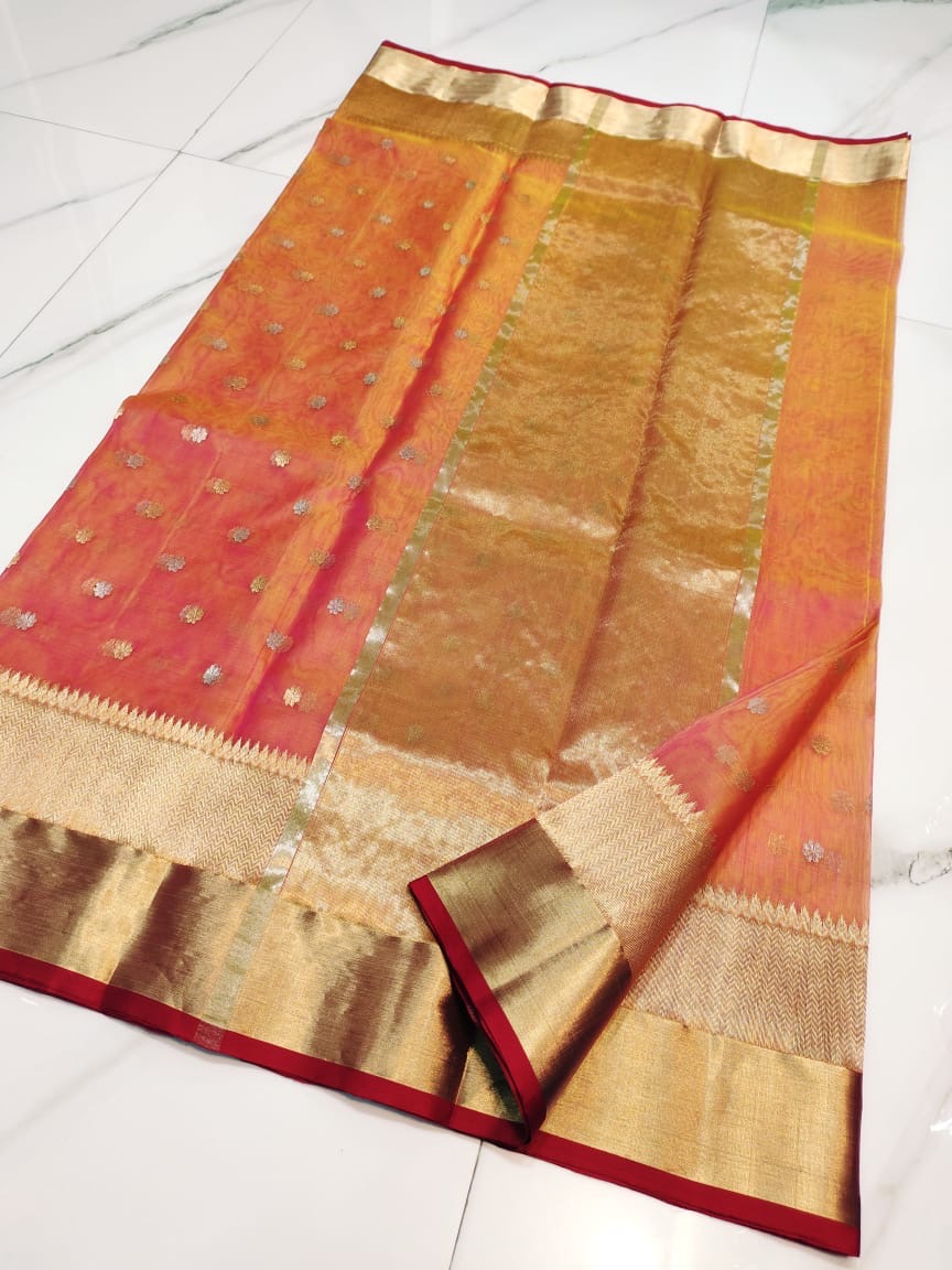 Pure Chanderi Handloom Kataan Silk Saree.