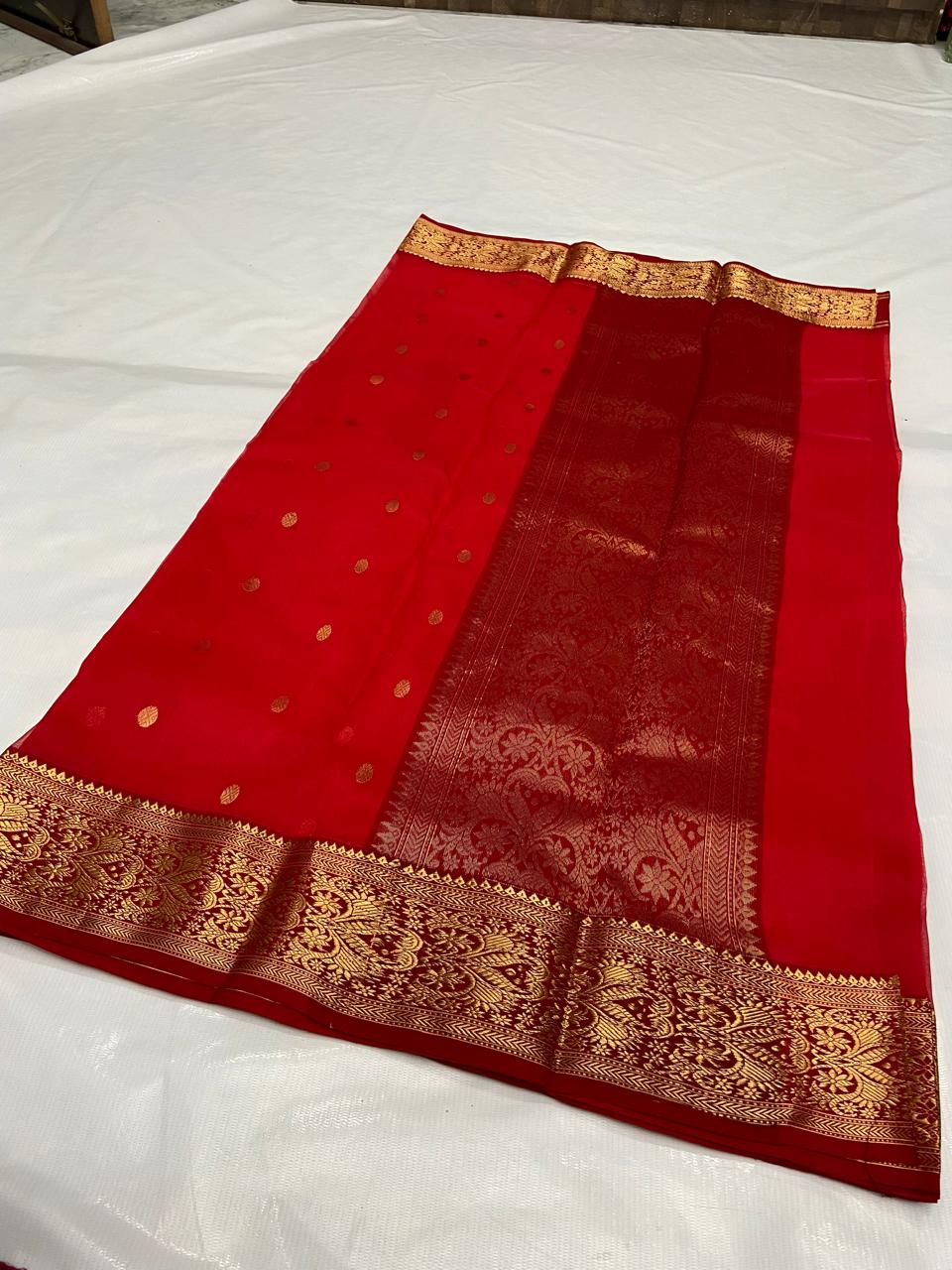 Pure Chanderi Kataan Handloom Silk Saree
