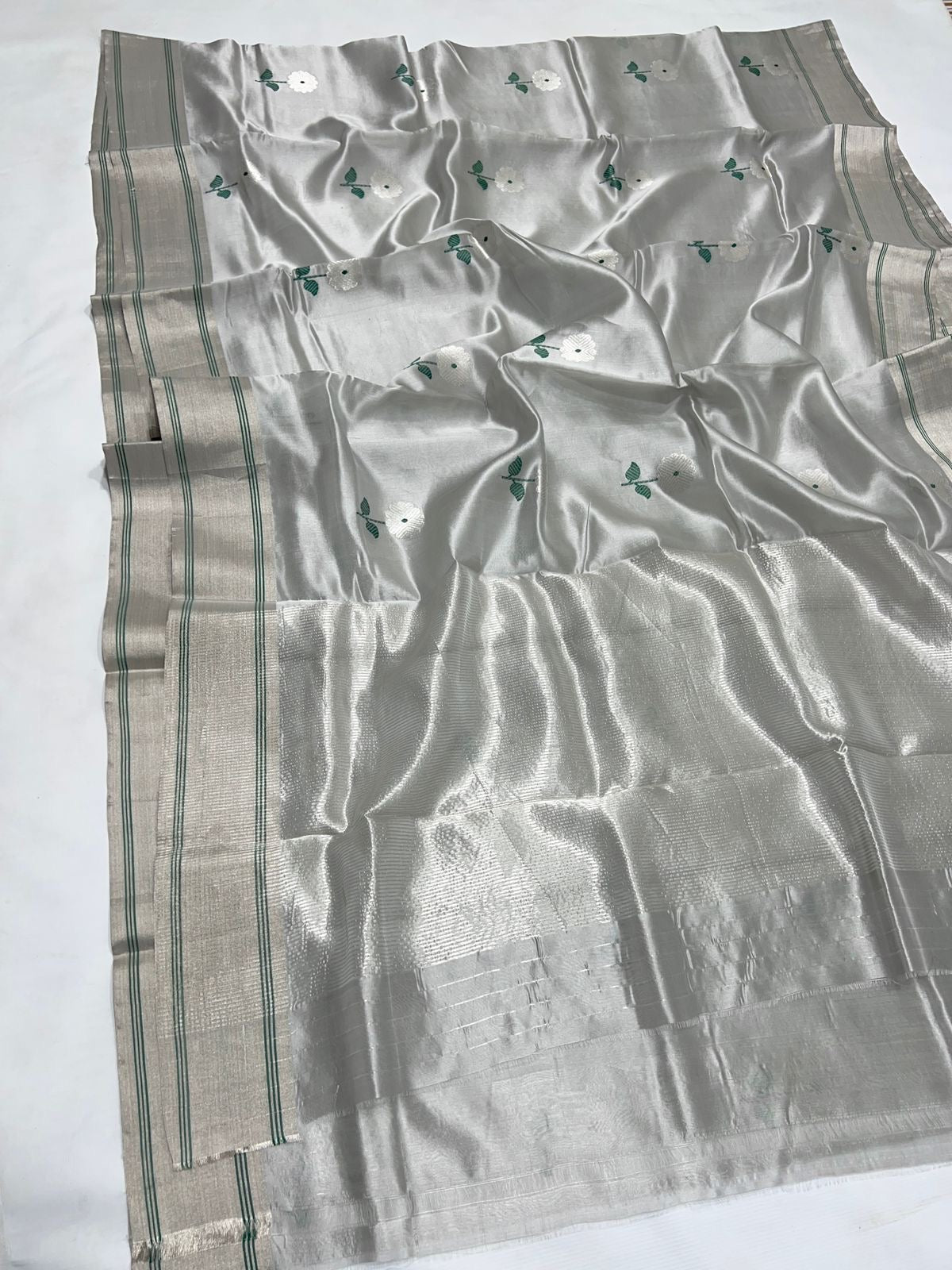 Pure Chanderi Handloom Pattu Silk Saree.