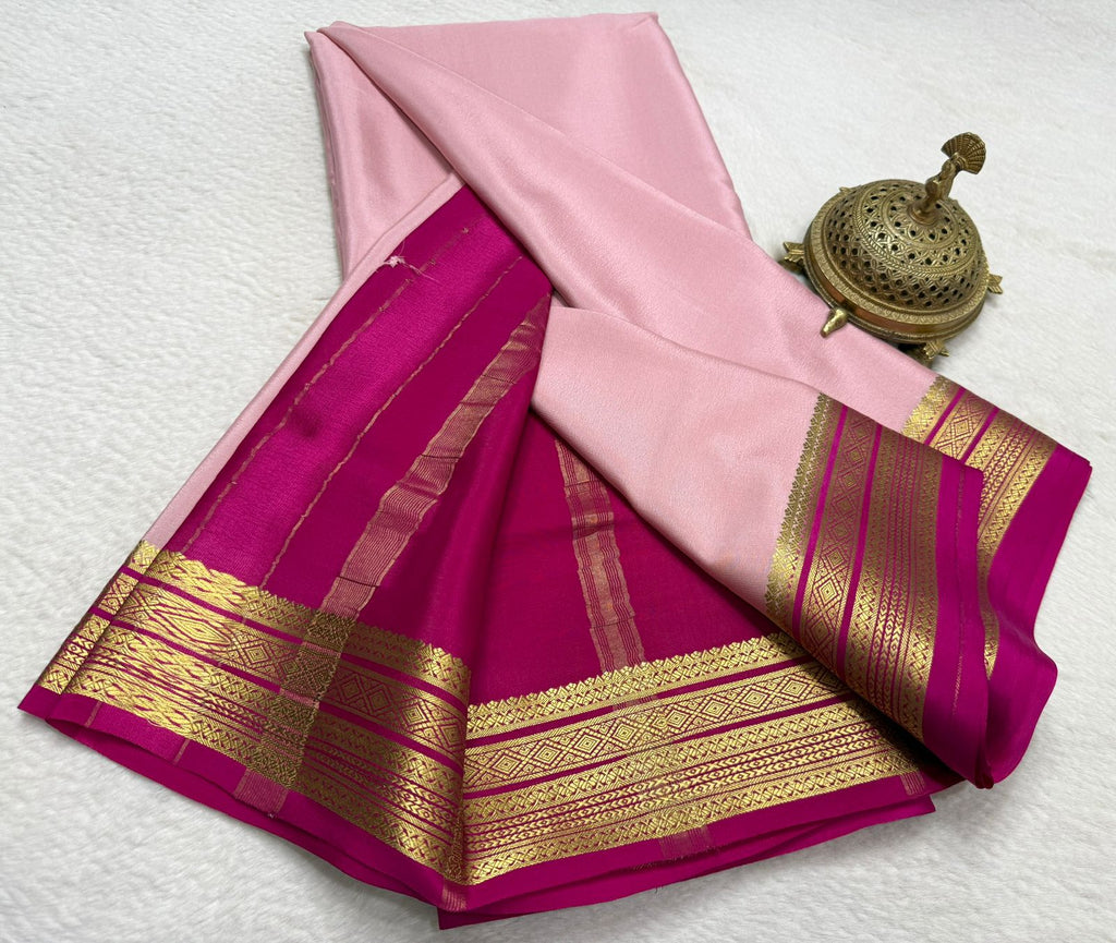Pure Mysore Handloom Silk Saree with Traditional Border.