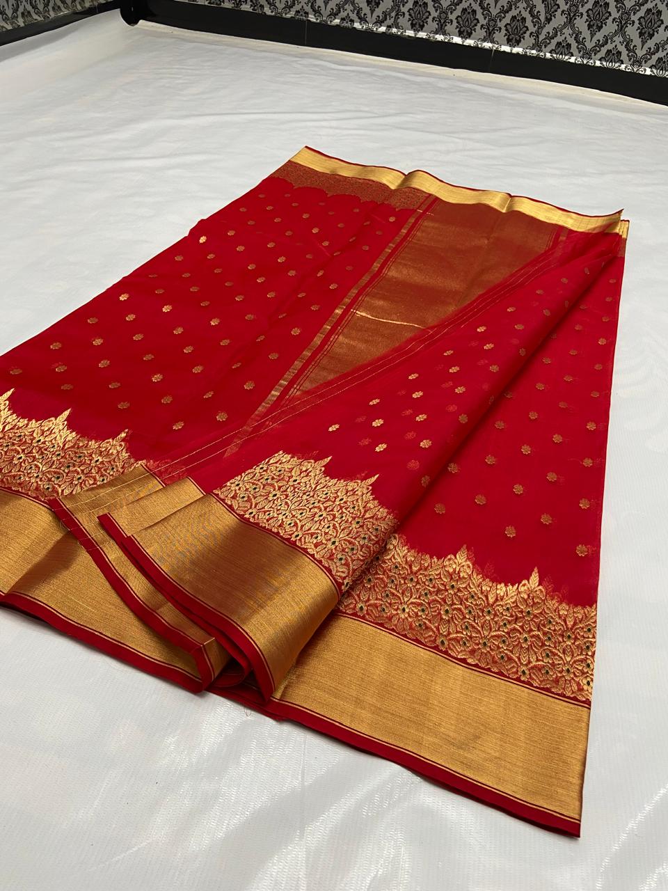 Pure Chanderi Kataan Handloom Silk Saree