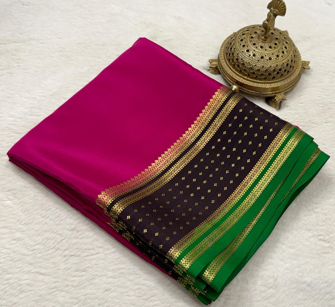 Pure Mysore Handloom Silk Saree with 3D Butta Bentex Border.