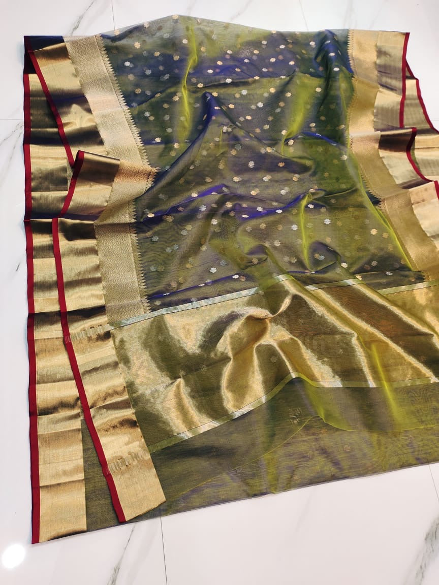 Pure Chanderi Handloom Kataan Silk Saree.