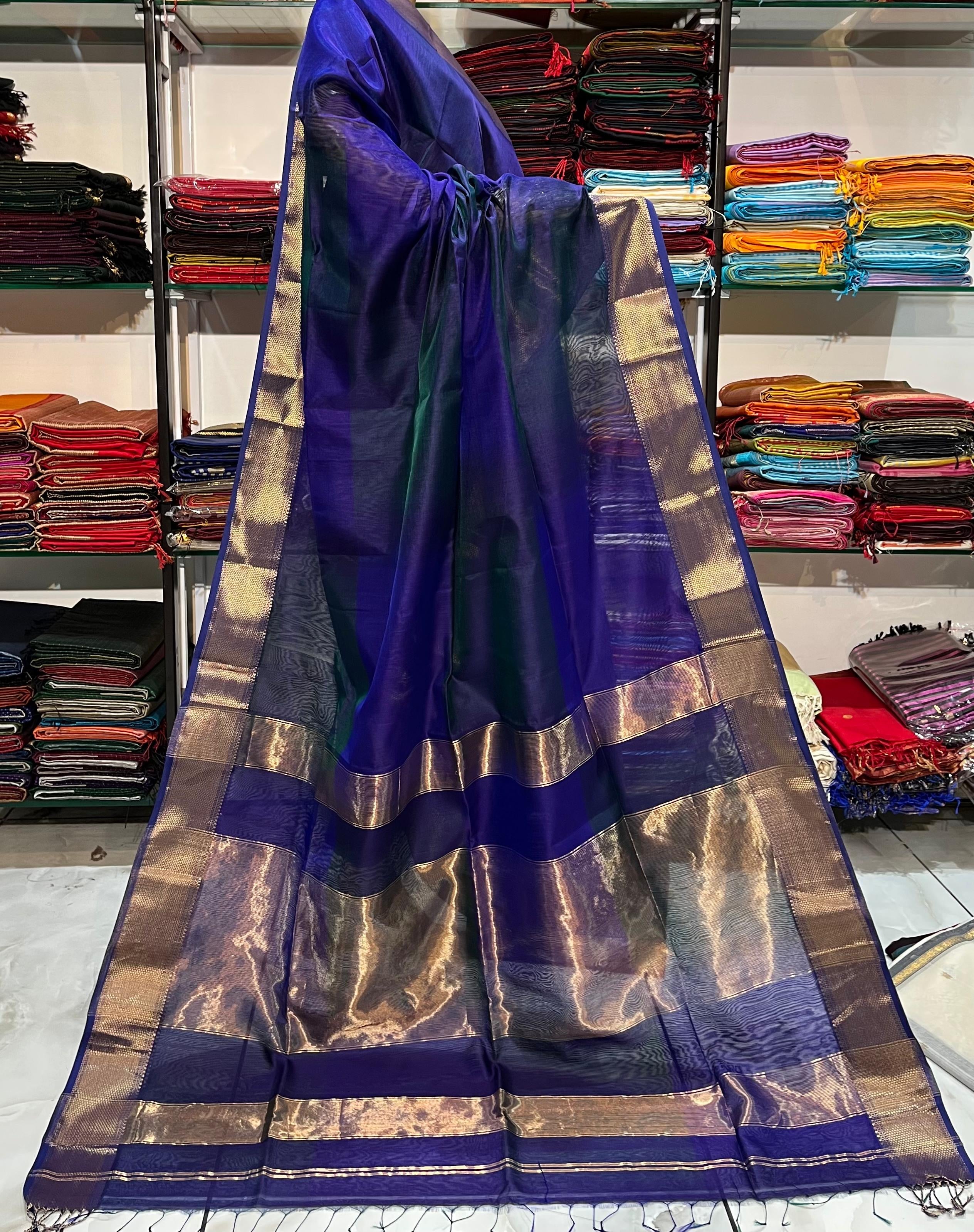 Pure Maheshwari Handwoven Shaded Saree.