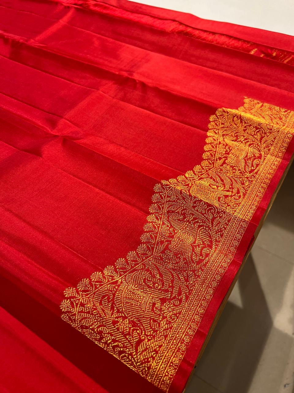 Pure Kanchipuram Handloom Turning Border Silk Saree