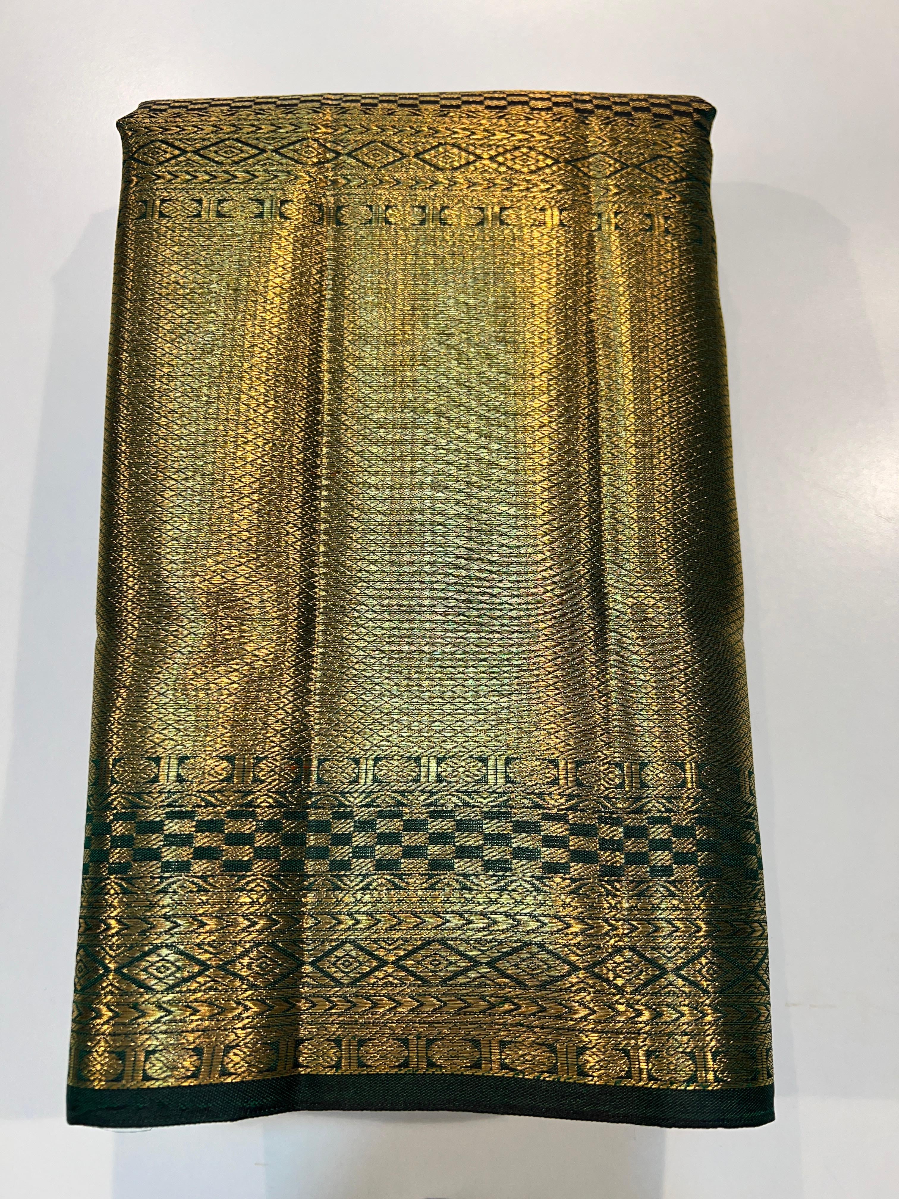 Pure Kanchipuram Handloom Tissue Silk Saree with Gold Zari.