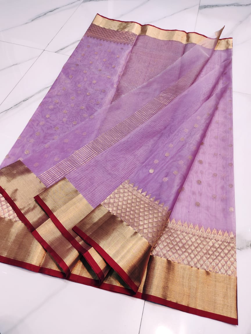 Pure Chanderi Handloom Kataan Silk Saree.