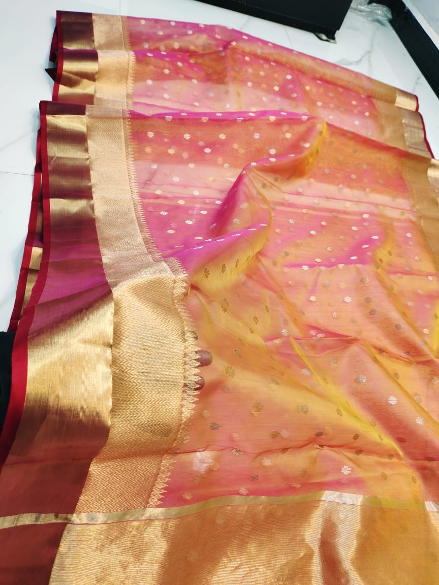Pure Chanderi Handloom Kataan Silk Saree.