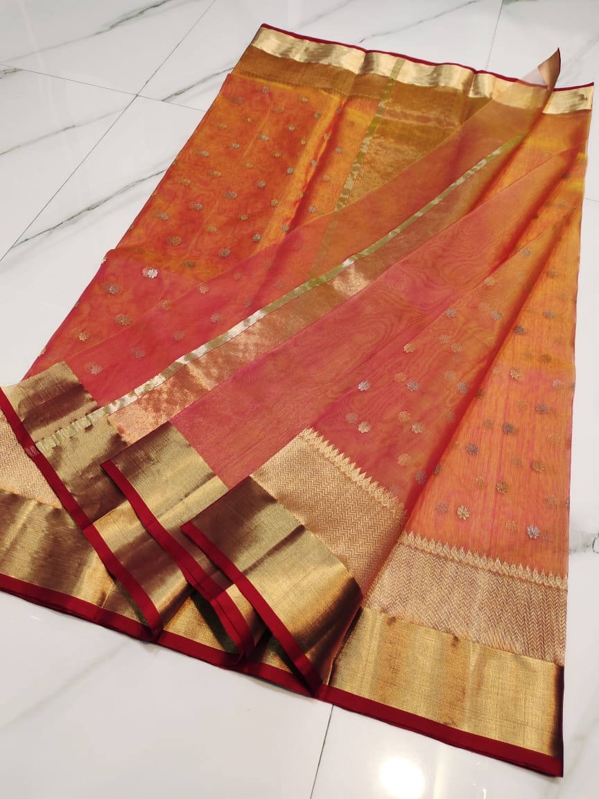 Pure Chanderi Handloom Kataan Silk Saree.