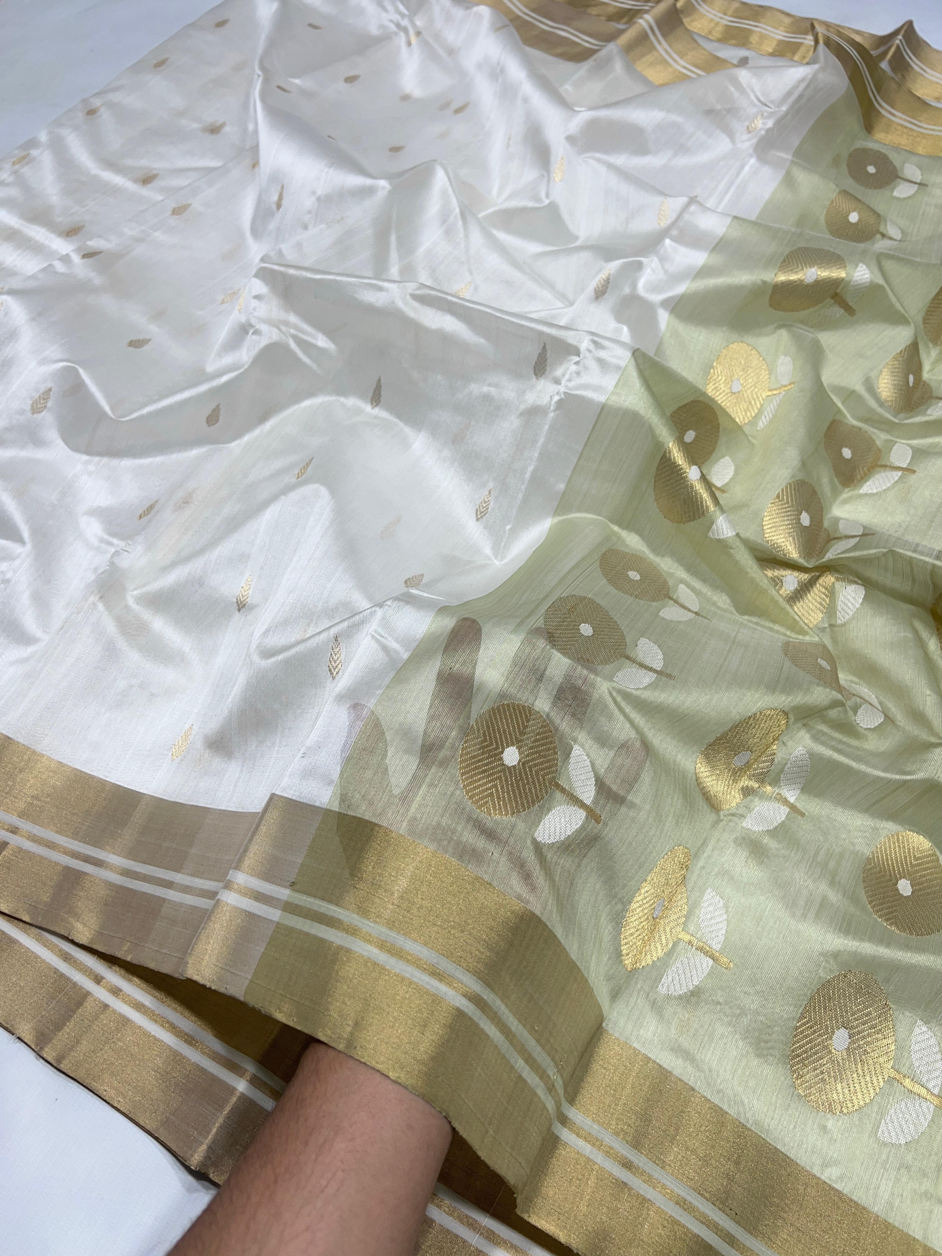 Pure Chanderi Handloom Pattu Silk Saree.