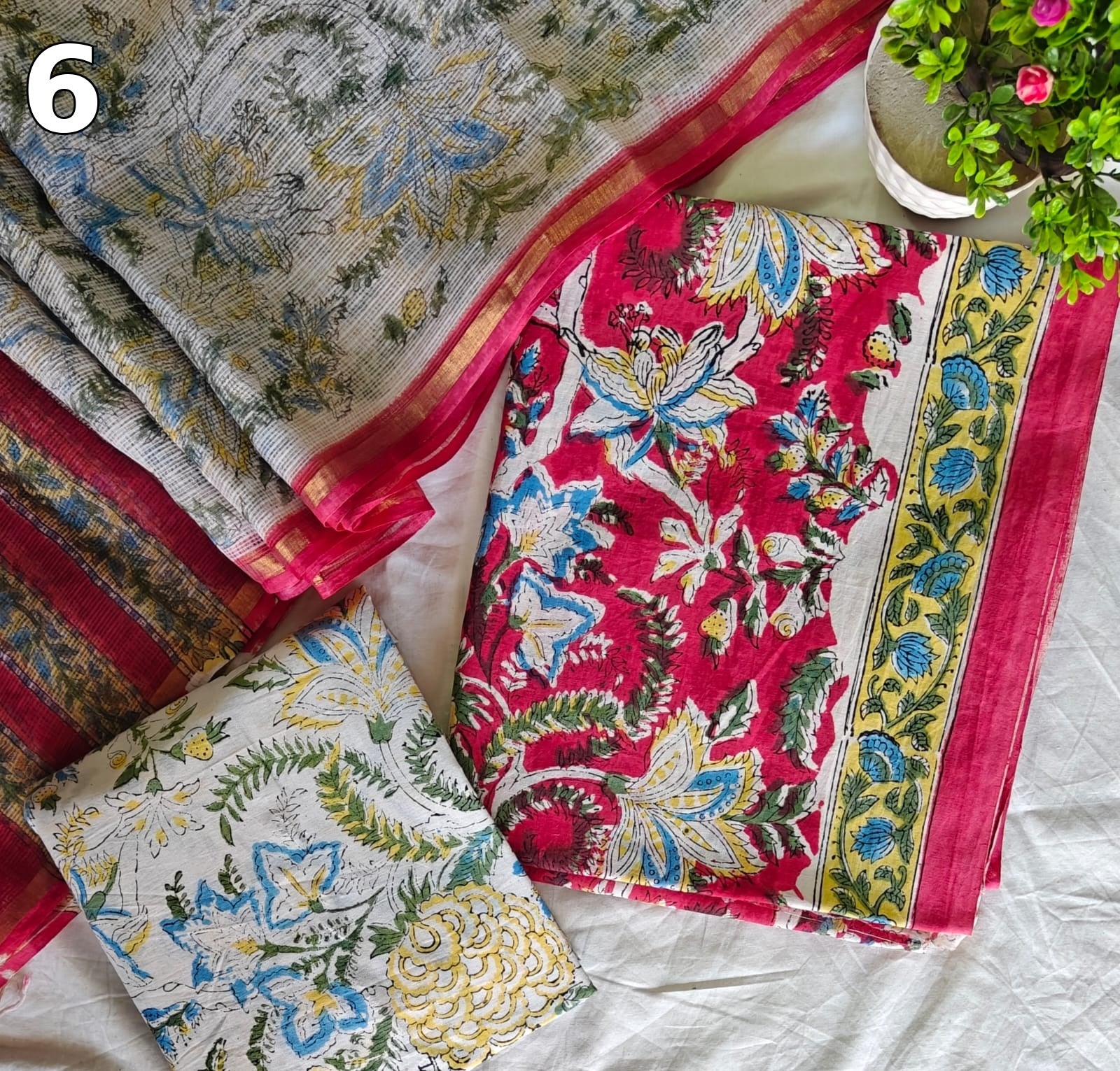 Pure Cotton Hand Block Printed Suit Set with Kota Doria Dupatta