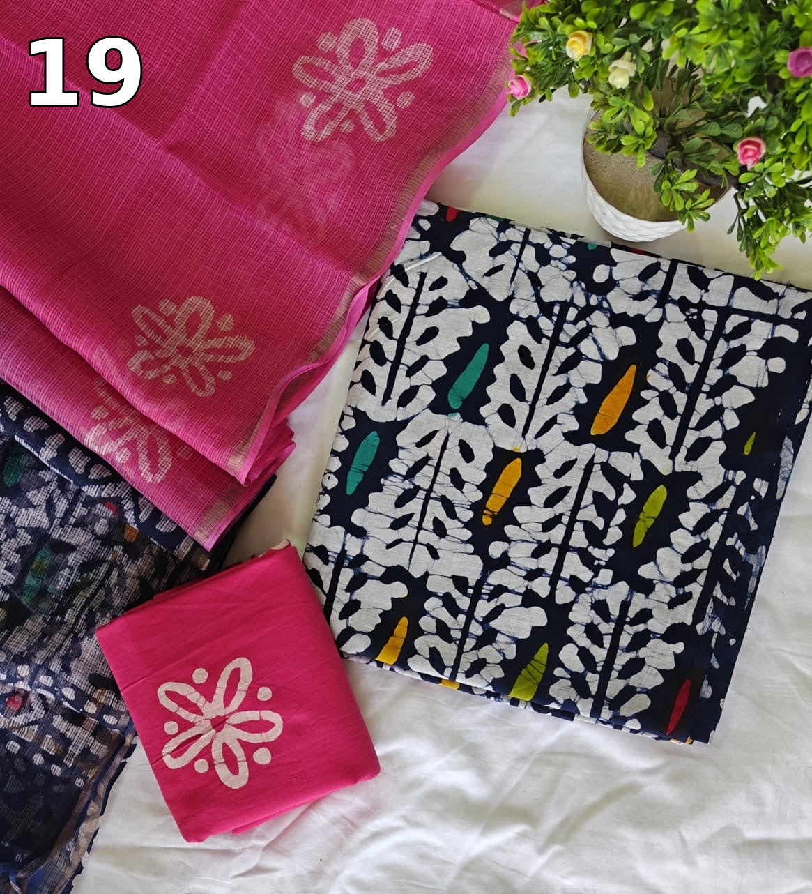 Pure Cotton Hand Block Printed Suit Set with Kota Doria Dupatta