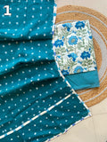 Pure Cotton Printed Suit Set with Bandhani Dupatta | Designer Salwar Suit Material