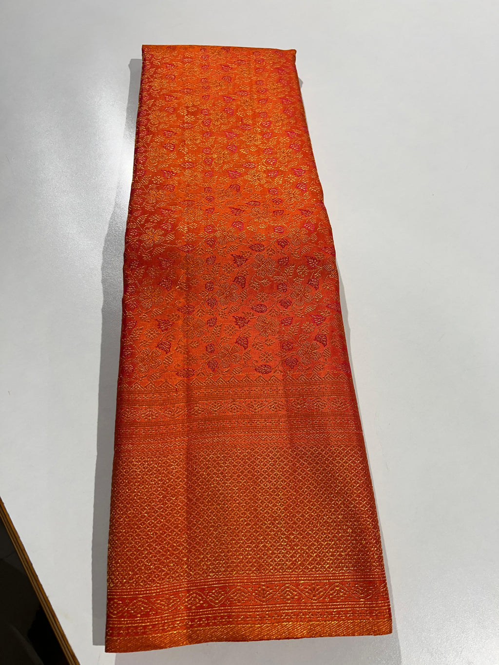 Pure Kanchipuram Handloom Silk Saree in Orange Colour.