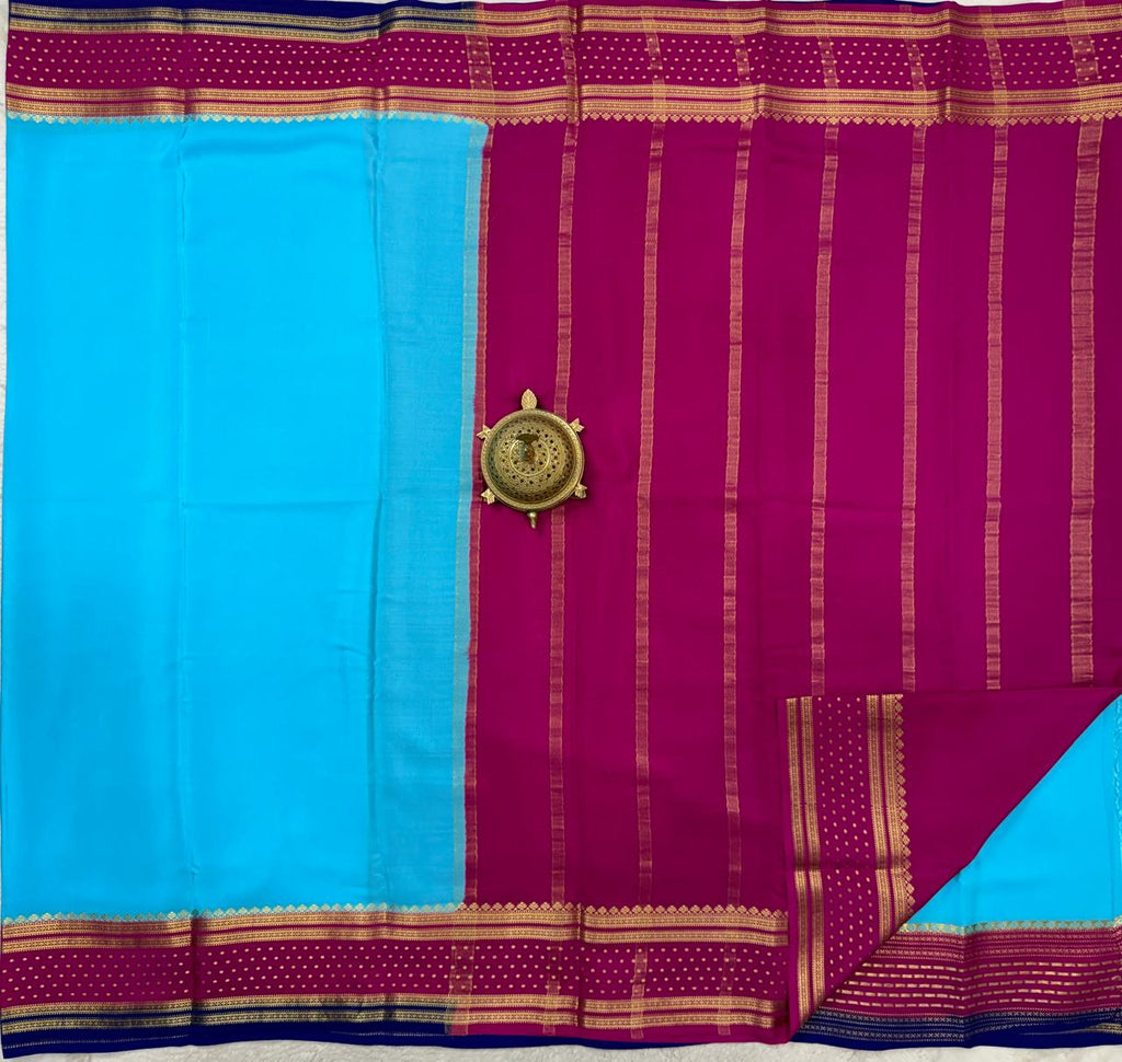 Pure Mysore Handloom Silk Saree with 3D Butta Bentex Border.