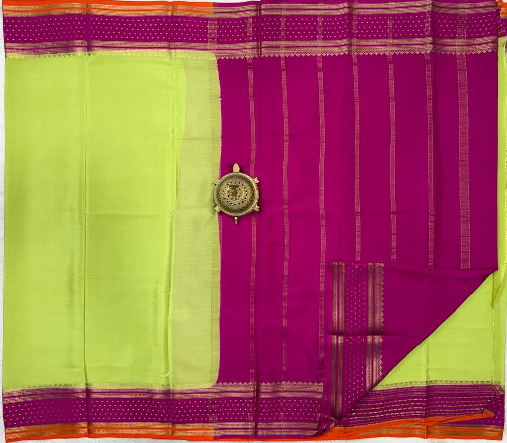 Pure Mysore Handloom Silk Saree with 3D Butta Bentex Border.
