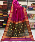 Traditional Pure Maheshwari Handwoven Zari with Lotus Butti Saree.