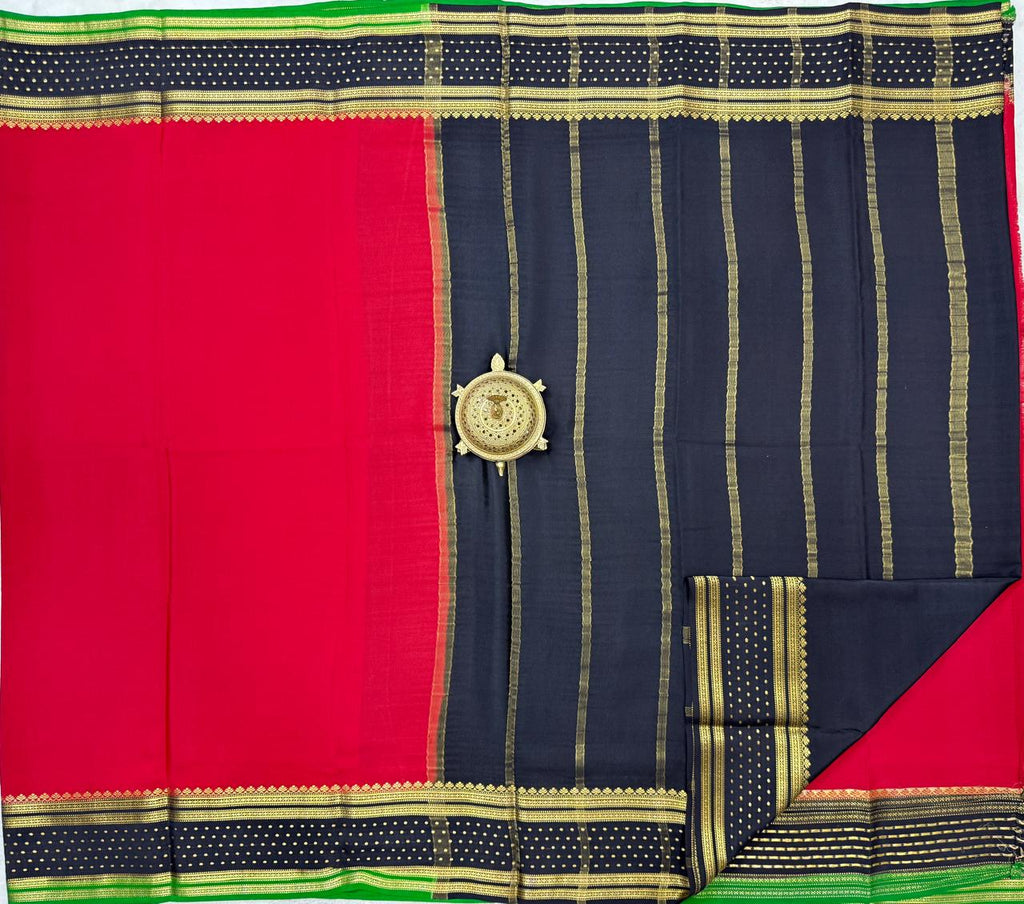 Pure Mysore Handloom Silk Saree with 3D Butta Bentex Border.